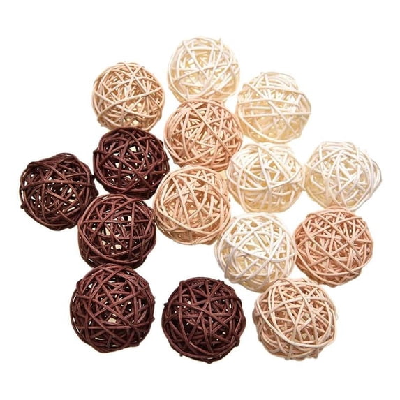 15pcs Wicker Rattan Balls Decorative Ball Orbs Vase Fillers Table Decor, Wedding Party Home Decoration