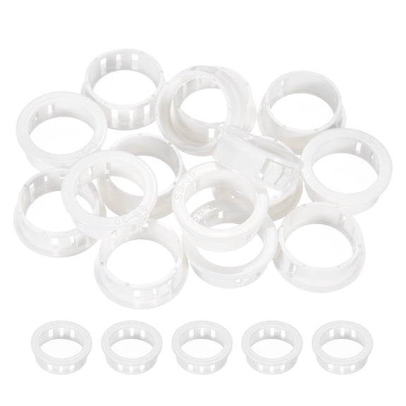 15pcs Wire Grommet, 29.6mm Mounting Dia Plastic Grommets Cable Hose Snap, White