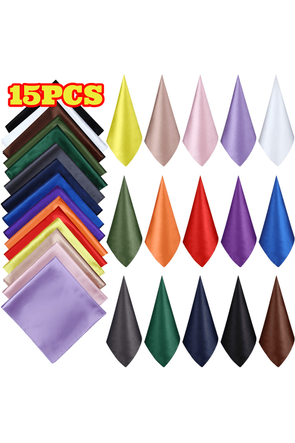 15pcs Women Square Neck Scarf, Mixed Colors Neckerchief Head Wraps Scarf Bandana