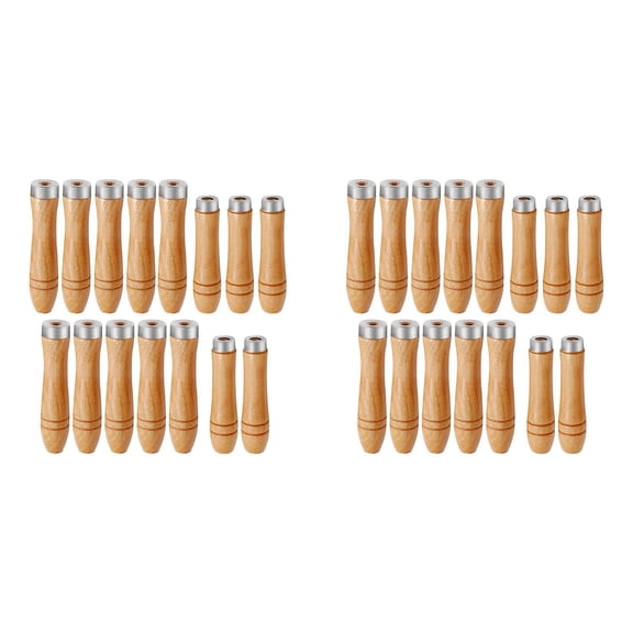 15pcs Wooden File Round Hole Small Wooden Handle (4mm+5mm+6mm)