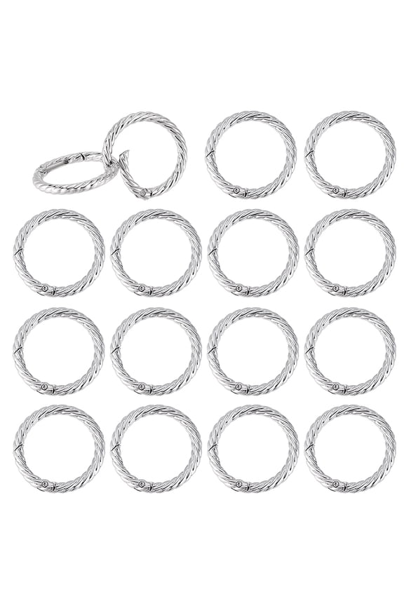15pcs Zinc Alloy Spring Gate Rings Twist Ring Platinum 40.5x31.5mm