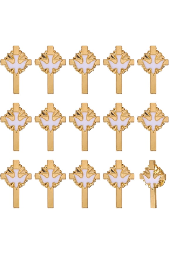 15pcs with Peace Dove Enamel Pins Lapel Pin Funeral Pins Dove Ribbons Enamel Pins Alloy Brooches
