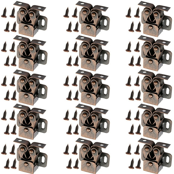 15set Cabinet Door Wardrobe Door Latches Double Roller Cabinet Lock Latches for Wardrobe Cupboard Furniture Hardware