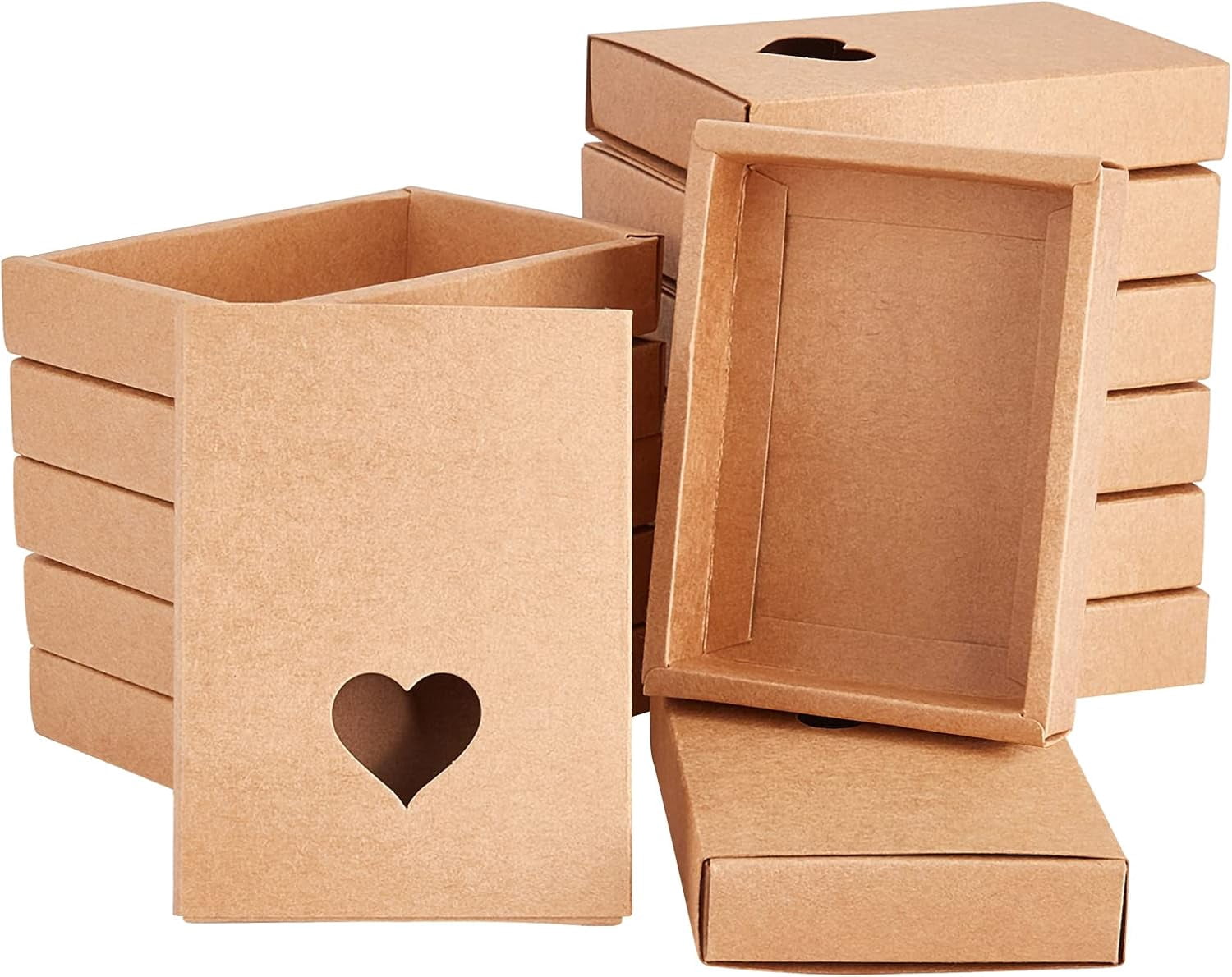 Withdrawal Box 15sets Kraft Paper Withdrawal box with Heart Shape Window Rectangle Tan ...