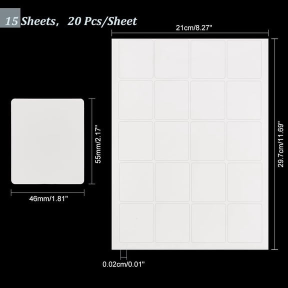 15sheets 15 Sheets White Lip Balm Labels 2.2x1.8'' Labels 300 Paper Writable Blank Stickers Self Adhesive Decals Labels Lip Gloss Labels Printable for Balm Tubes Laser Printer