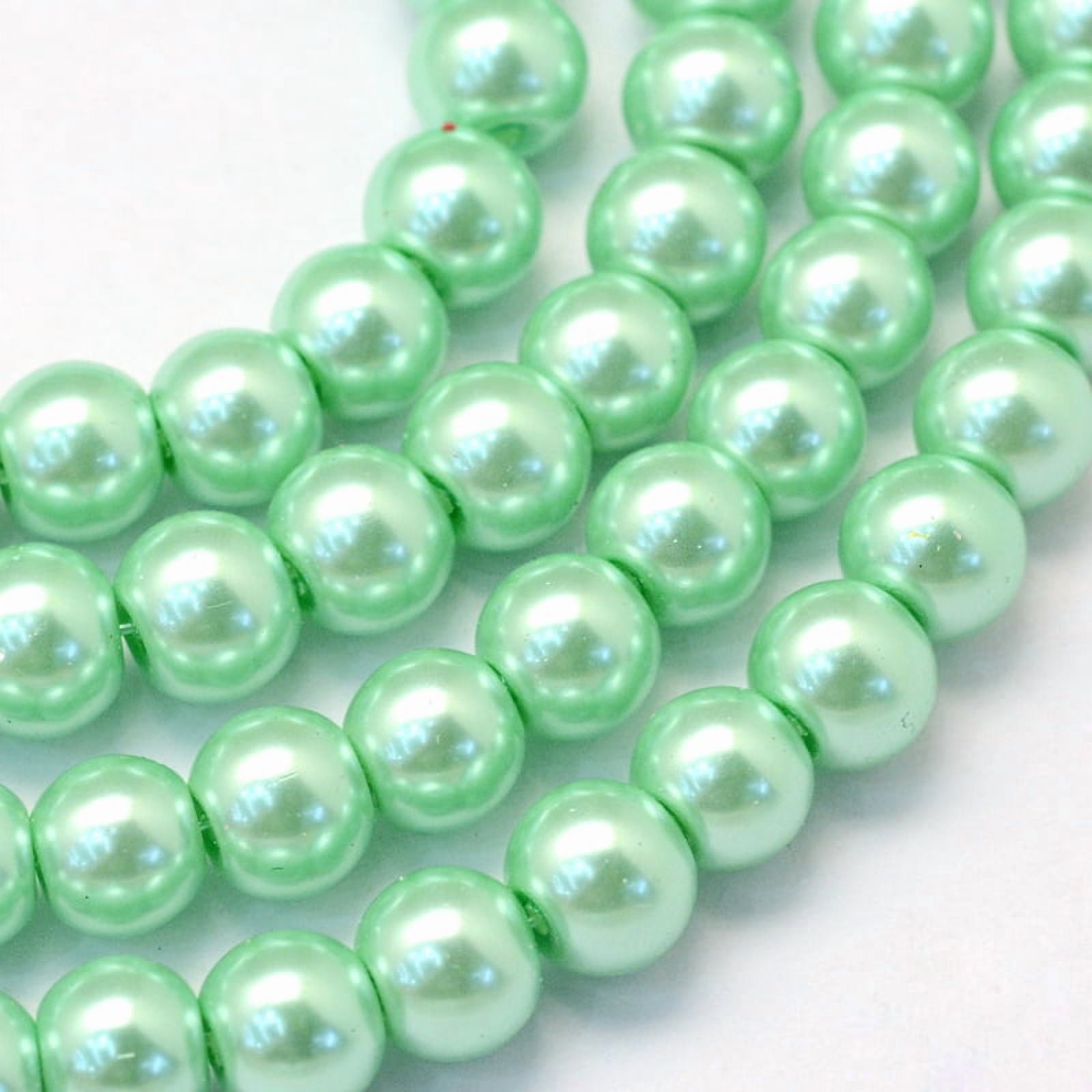 15strands Baking Painted Pearlized Glass Pearl Round Bead Strands Light Green 8~9mm Hole: 1mm about 100~105pcs/strand 31.4 inch