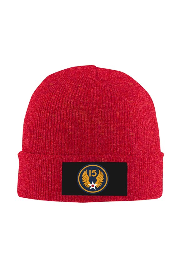 15th Airforce Emblem Men Women Knitted Hat Adult Knit Beanie For Fall Winter Knit Hat Cap Slouchy Knitted Skull Cap