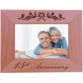 thumbnail image 1 of 15th Anniversary - Natural Alder Wood Engraved Tabletop/Hanging Photo Picture Wedding Memory Frame, 1 of 3