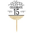 thumbnail image 1 of 15th Birthday / Anniversary Novelty Burlap Cupcake Decoration Picks -12pack, 1 of 1