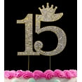 thumbnail image 1 of 15th Birthday Cake Toppers Quinceanera Cake Topper Princess Crown Gold Cake Top, 1 of 1