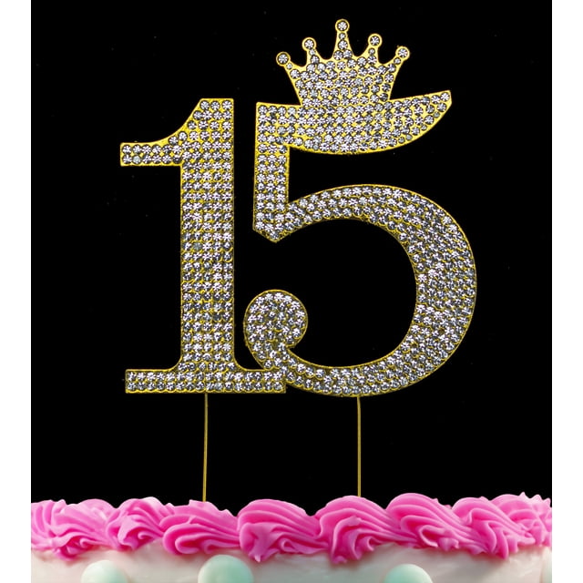 15th Birthday Cake Toppers Quinceanera Cake Topper Princess Crown Gold Cake Top