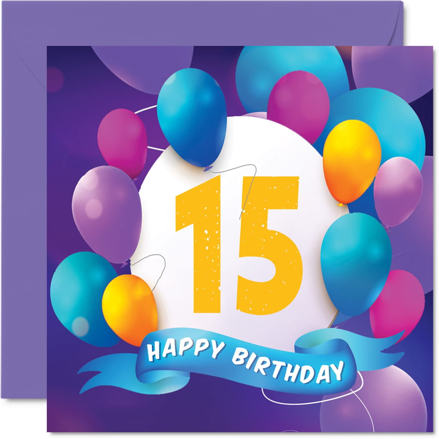 15th Birthday Card for Boys Girls Balloon Party Happy Birthday