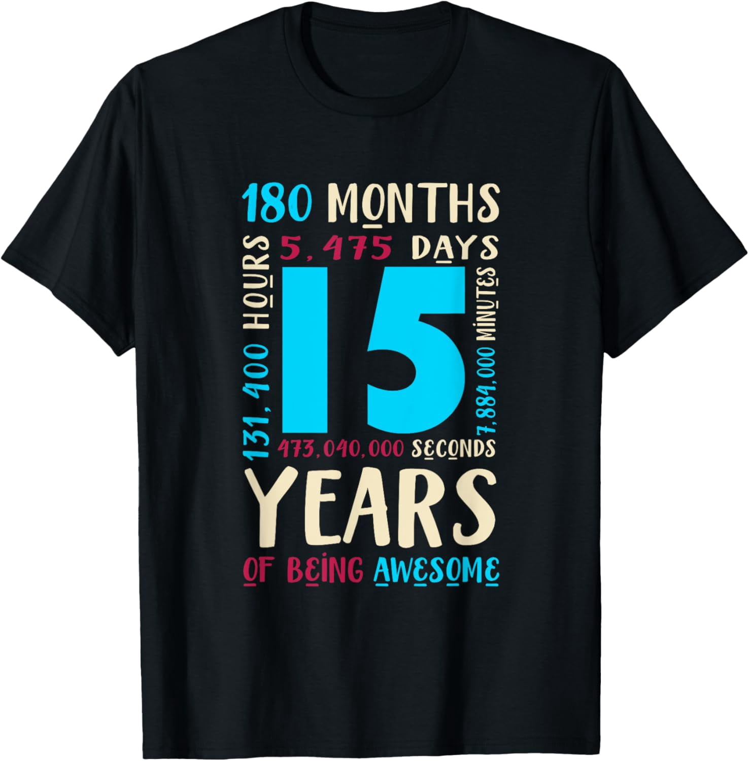 15th Birthday Shirt for Kids Gift for 15 Year Old Boys Girls T-ShirtMen and women, Black T-shirt, size: Extra large