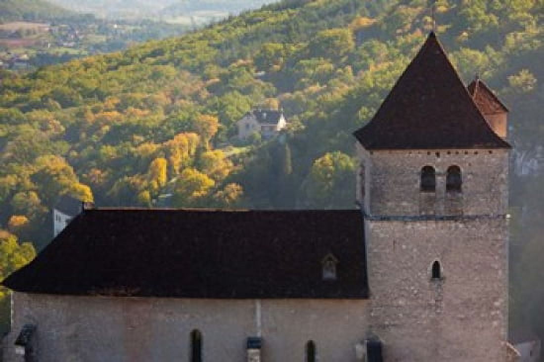 15th century church at St-Cirq-Lapopie Lot Midi-Pyrenees France Canvas Art - Panoramic Images (36 x 24)