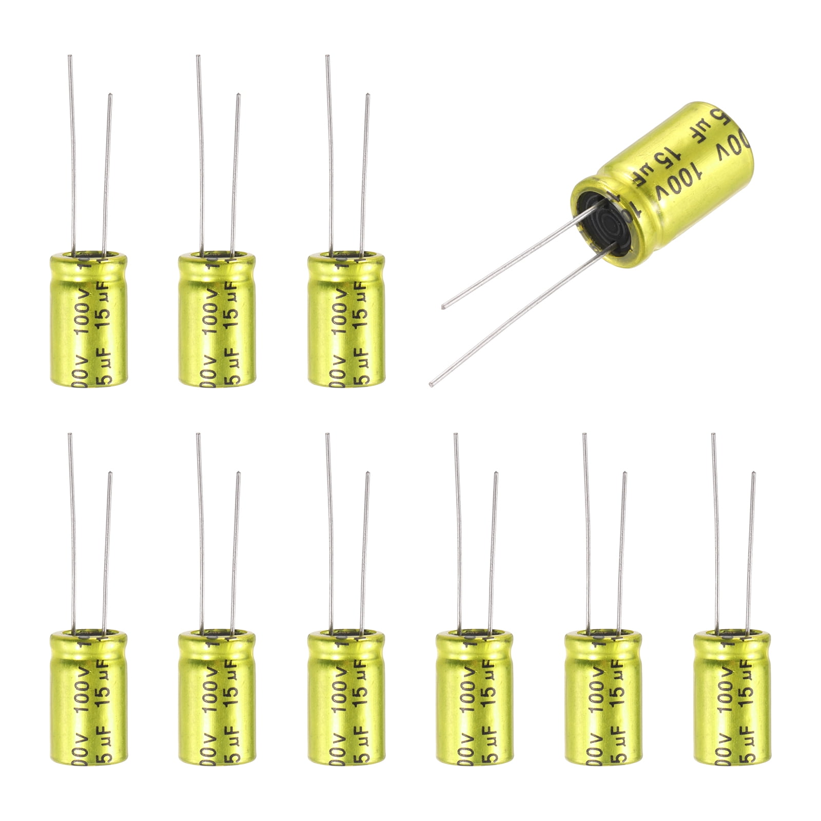 15uF 100V Non-Polarized Electrolytic Capacitor, 10mm x 17mm Aluminum ...