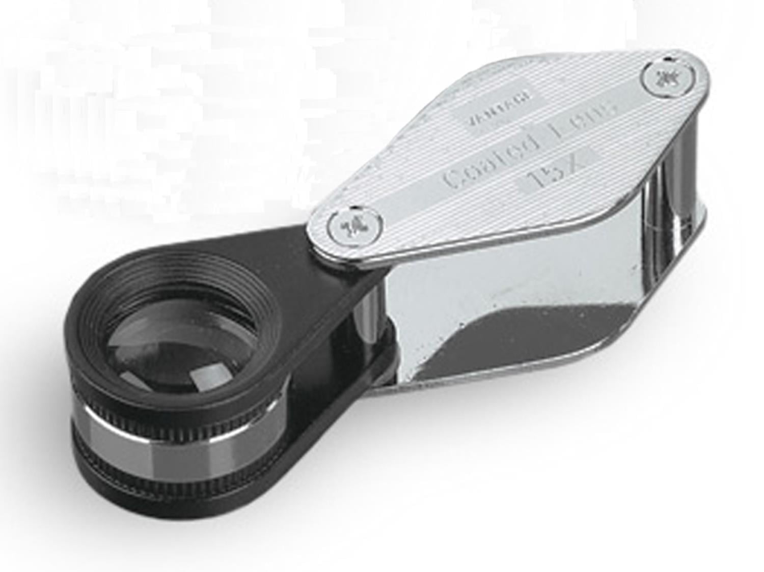 15x Achromatic Magnifier 15mm Lens Mounted In Chrome PlatedBrass Frame With Vinyl Case.