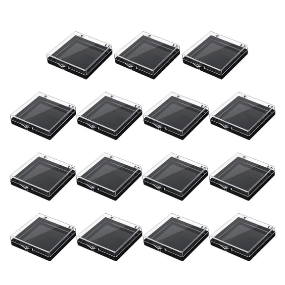 15x Nail Display Organizer Case Empty Box Storage Organizer Storage Box with Lid for Hardware Parts Display Collection Nail Art Black