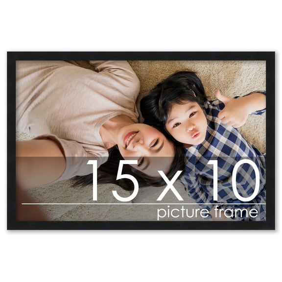 15x10 Contemporary Black Complete Wood Picture Frame with UV Acrylic, Foam Board Backing, & Hardware
