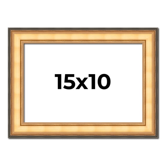 15x10 Frame Gold Plein Aire Solid Wood Picture Frame Width 2 Inches | Interior Frame Depth 0.5