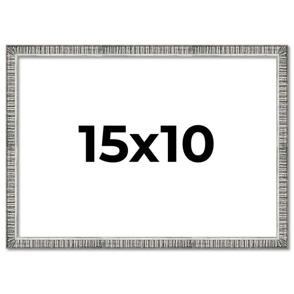 15x10 Frame Silver Grey Distressed Solid Wood Picture Frame | 0.75 Inch Moulding Width | Interior