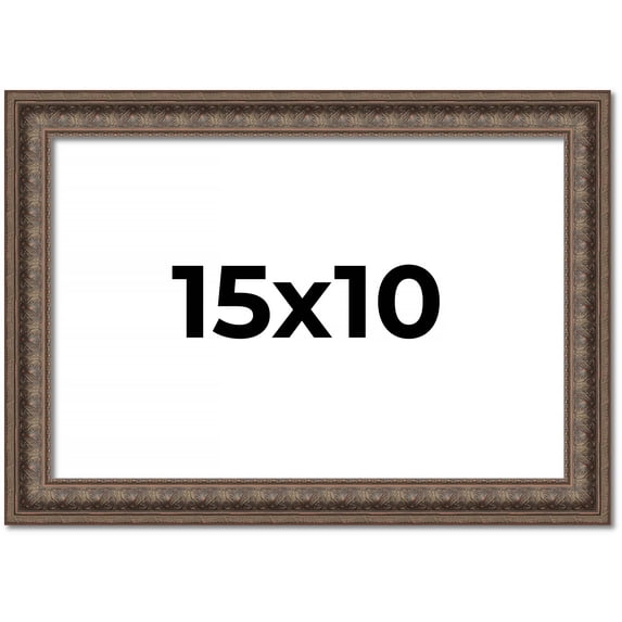 15x10 Ornate Brown Real Wood Picture Frame Width 1.5 Inches | Interior Frame Depth 0.5 Inches |