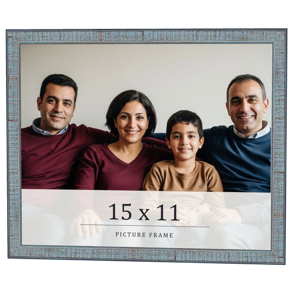 15x11 Frame Blue Scuffed Farm Board Solid Wood Picture Frame Width 0.75 Inches | Interior Depth 0.5