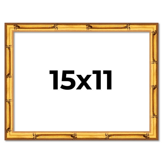 15x11 Frame Gold Bamboo Solid Wood Picture Frame | 1 Inch Moulding Width | Interior Frame Depth