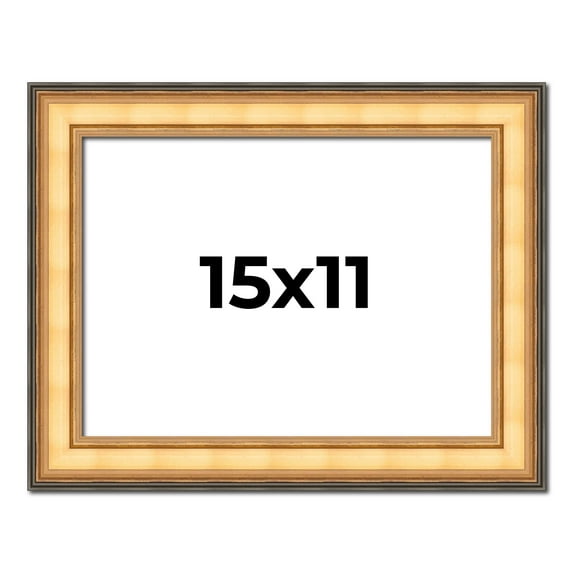 15x11 Frame Gold Plein Aire Solid Wood Picture Frame Width 2 Inches | Interior Frame Depth 0.5