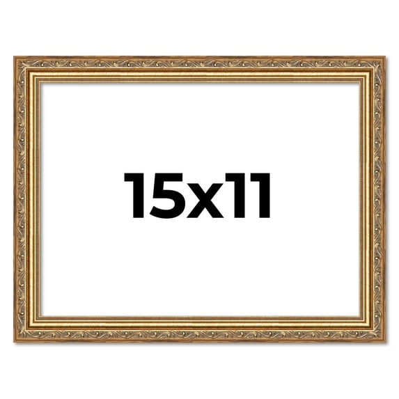 15x11 Frame Gold Solid Wood Picture Frame Width 1.25 Inches | Interior Frame Depth 0.375 Inches |