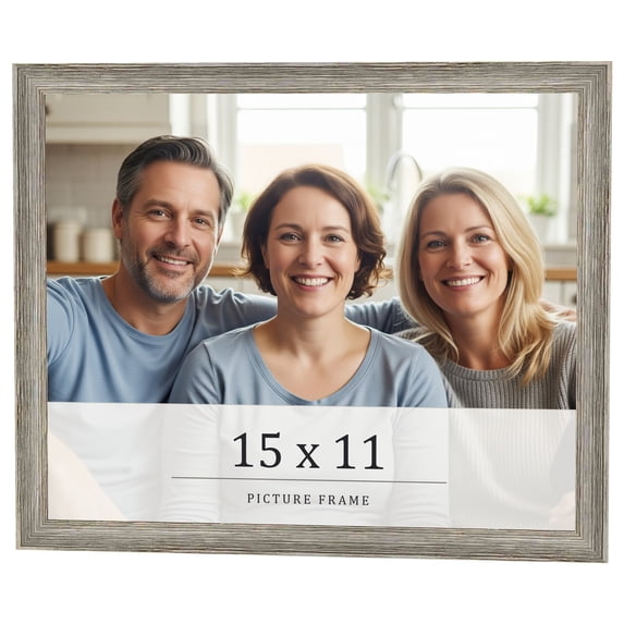 15x11 Frame Grey Solid Wood Picture Frame Width 1 Inches | Interior Frame Depth 0.5 Inches |
