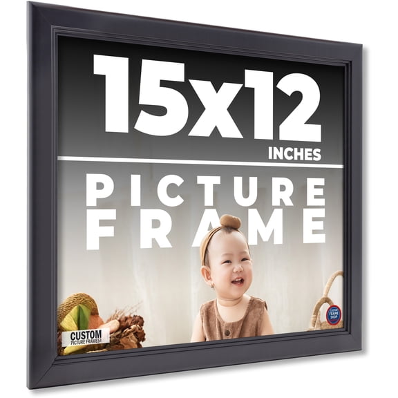 15x12 Frame Black Picture Frame - Complete Modern Photo Frame Includes UV Acrylic Shatter Guard