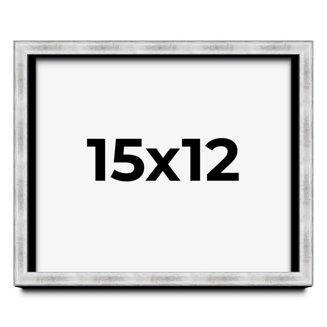 15x12 Frame Brushed Silver Solid Wood Picture Frame | 0.75 Inch Moulding Width | Rabbet Depth 0.75