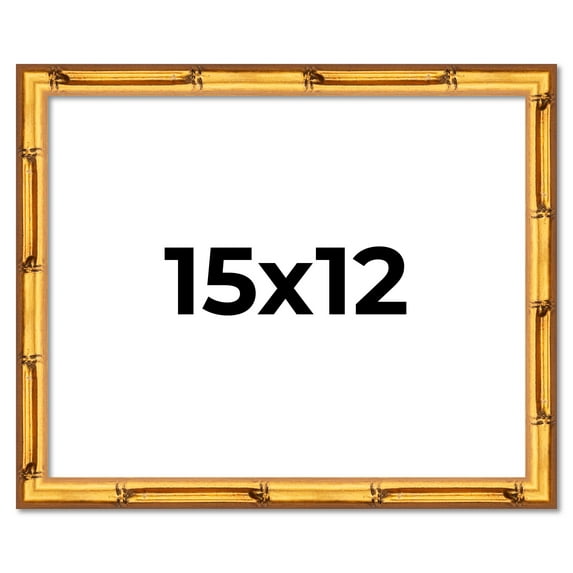 15x12 Frame Gold Bamboo Solid Wood Picture Frame | 0.75 Inch Moulding Width | Interior Frame Depth