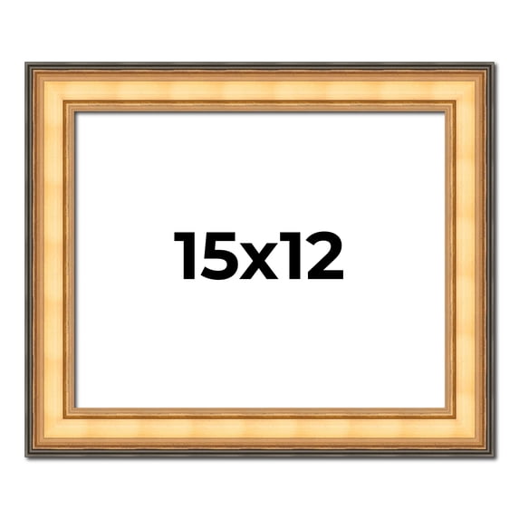 15x12 Frame Gold Plein Aire Solid Wood Picture Frame Width 2 Inches | Interior Frame Depth 0.5