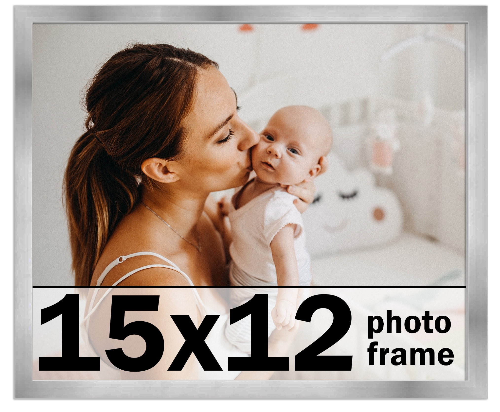 15x12 Frame Silver Stainless Steel Solid Wood Picture Frame | 0.75 Inch ...