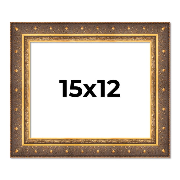 15x12 Frame Vintage Gold Solid Wood Picture Frame | 2.5 Inch Moulding Width | Ornate Bronze Museo