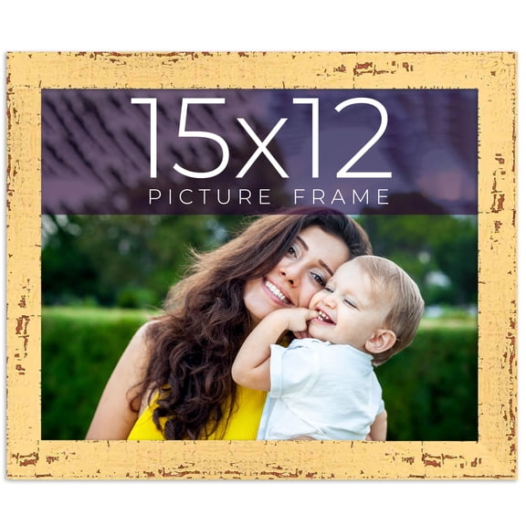 15x12 Frame Yellow Real Wood Picture Frame Width 1.25 inches | Interior Frame Depth 0.5 inches |