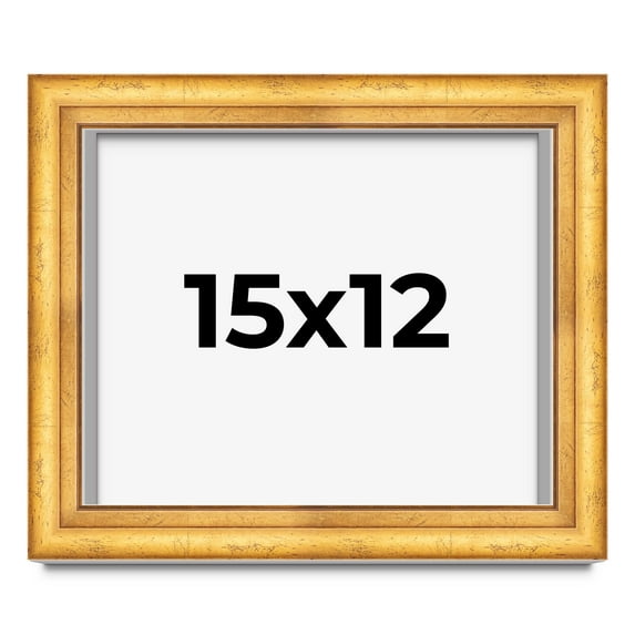 15x12 Shadow Box Frame Gold | 1.75 Inches Deep Real Wood Traditional Shadowbox Display Frame | UV