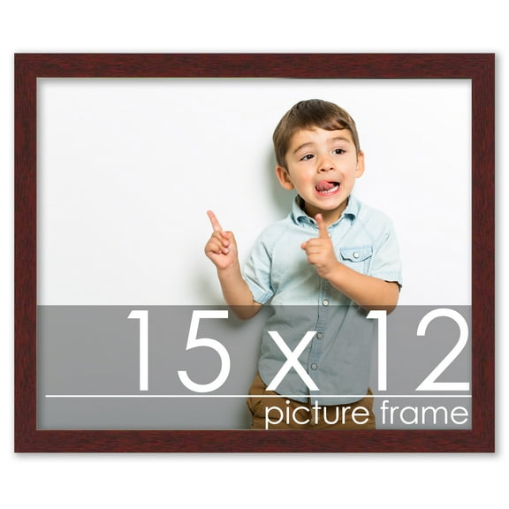 15x12 Mahogany Wood Picture Frame - UV Acrylic, Foam Board Backing, Hanging Hardware