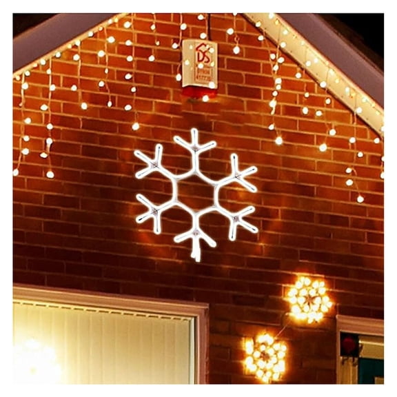 15x13.3" 360 LED Snowflake Christmas Decoration - Outdoor Lights, White, Waterproof - Holiday Wall Hanging for Home & Party