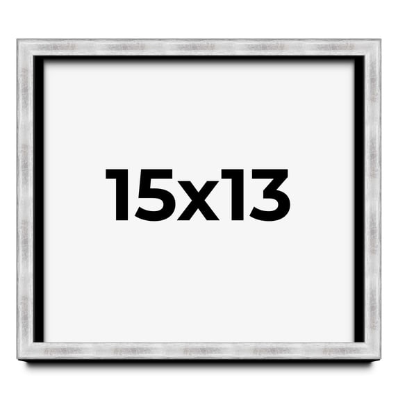 15x13 Frame Brushed Silver Solid Wood Picture Frame | 0.75 Inch Moulding Width | Rabbet Depth 0.75