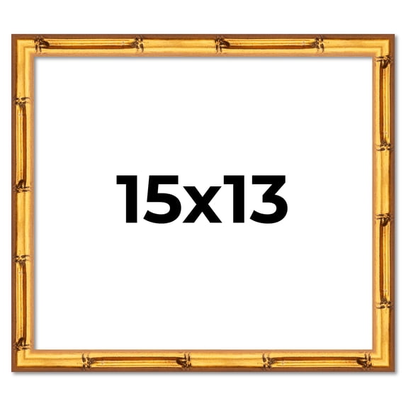 15x13 Frame Gold Bamboo Solid Wood Picture Frame | 1 Inch Moulding Width | Interior Frame Depth