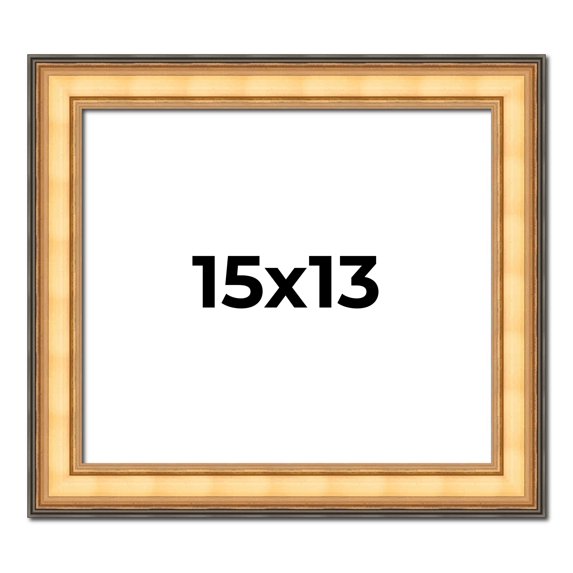 15x13 Frame Gold Plein Aire Solid Wood Picture Frame Width 2 Inches | Interior Frame Depth 0.5
