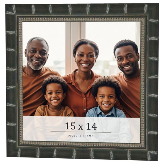 15x14 Frame Black Bamboo Solid Wood Picture Frame Width 1.5 Inches | Interior Frame Depth 0.5