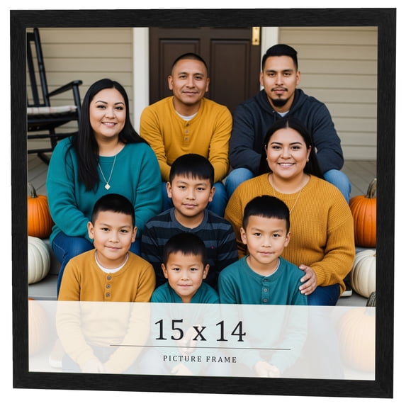 15x14 Frame Black Charcoal Grey Wood Textured Picture Frame | 0.75 Inch Moulding Width | Gunmetal