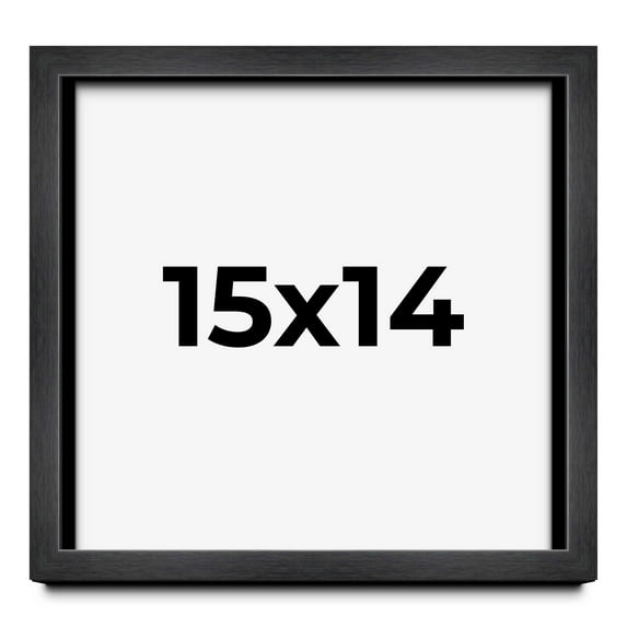 15x14 Frame Black Charcoal Grey Wood Textured Picture Frame | 0.75 Inch Moulding Width | Gunmetal