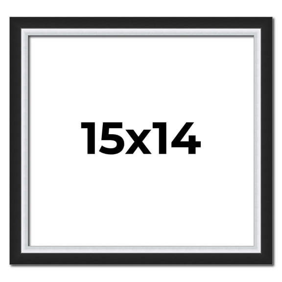15x14 Frame Black & Silver Solid Wood Picture Frame Width 1.25 Inches | Interior Depth 0.75 Inches