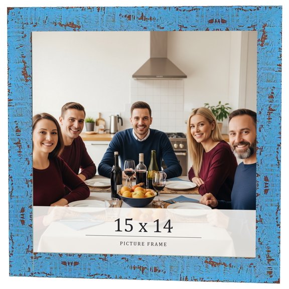 15x14 Frame Blue Solid Wood Picture Frame Width 1.125 Inches | Interior Frame Depth 0.5 Inches |