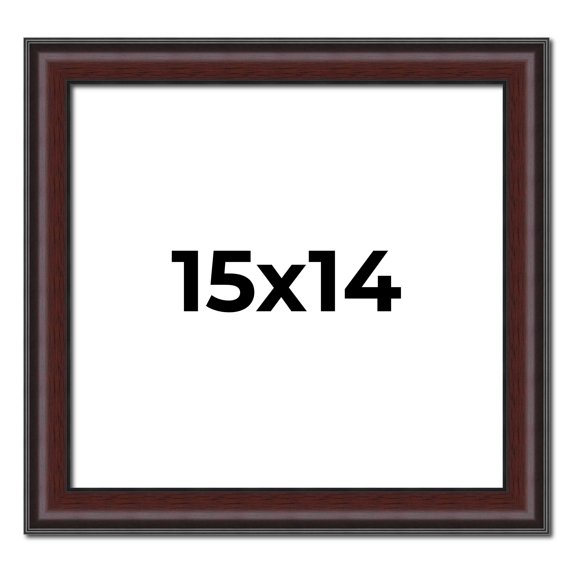 15x14 Frame Brown Round Mahogany Solid Wood Picture Frame | 1.625 Inch Moulding Width | with UV