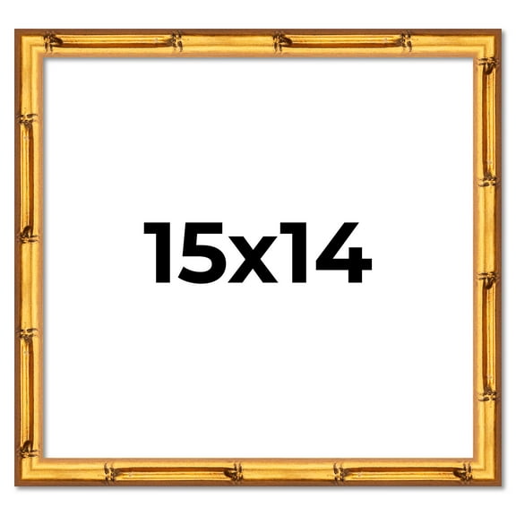 15x14 Frame Gold Bamboo Solid Wood Picture Frame | 0.75 Inch Moulding Width | Interior Frame Depth